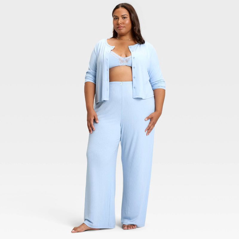 slide 3 of 3, Women's Variegated Ribbed Pajama Pants - Auden™ Blue XXL, 1 ct