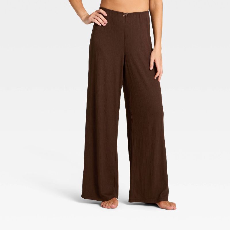 slide 1 of 3, Women's Variegated Ribbed Pajama Pants - Auden™ Brown XL, 1 ct