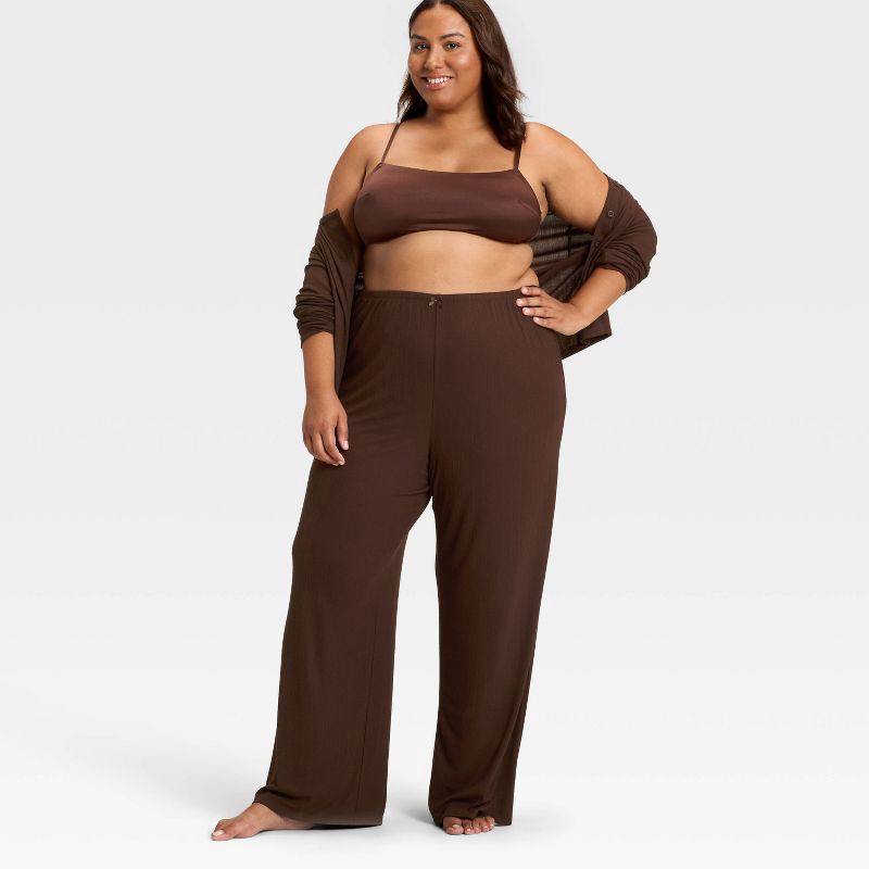 slide 3 of 3, Women's Variegated Ribbed Pajama Pants - Auden™ Brown XXL, 1 ct