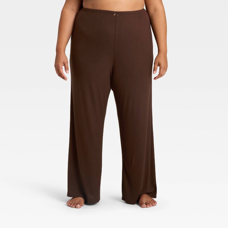 slide 1 of 3, Women's Variegated Ribbed Pajama Pants - Auden™ Brown XXL, 1 ct