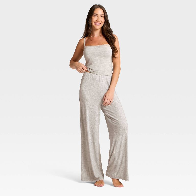 slide 3 of 3, Women's Variegated Ribbed Pajama Pants - Auden™ Gray XL, 1 ct