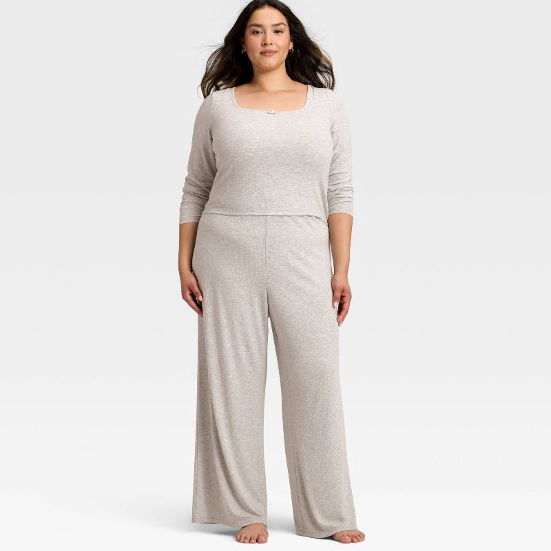 slide 3 of 3, Women's Variegated Ribbed Pajama Pants - Auden™ Gray XXL, 1 ct