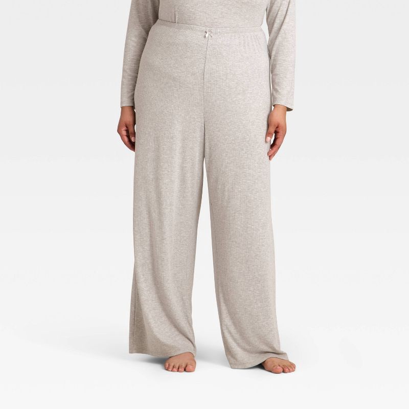 slide 1 of 3, Women's Variegated Ribbed Pajama Pants - Auden™ Gray XXL, 1 ct