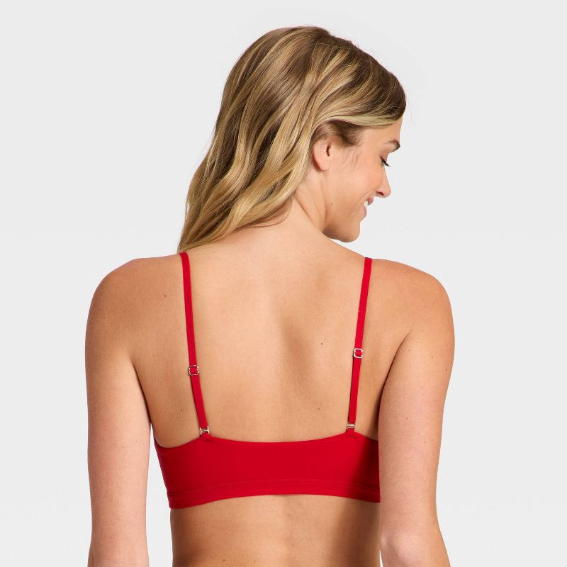 slide 2 of 5, Women's Luxe Stretch Unlined Triangle Bralette - Auden™ Red L, 1 ct