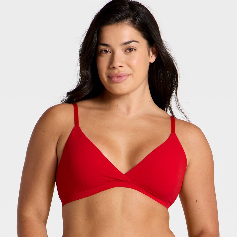 slide 4 of 5, Women's Luxe Stretch Unlined Triangle Bralette - Auden™ Red XL, 1 ct
