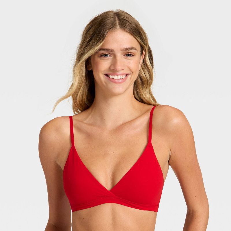 slide 1 of 5, Women's Luxe Stretch Unlined Triangle Bralette - Auden™ Red XL, 1 ct