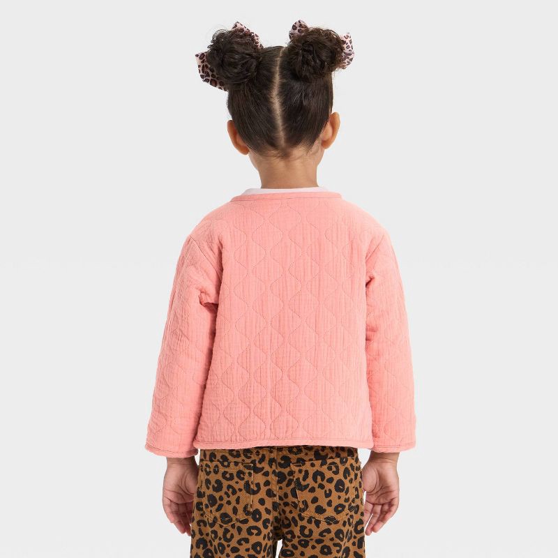 slide 3 of 3, Toddler Girls' Quilted Gauze Jacket - Cat & Jack™ Coral Pink 5T, 1 ct