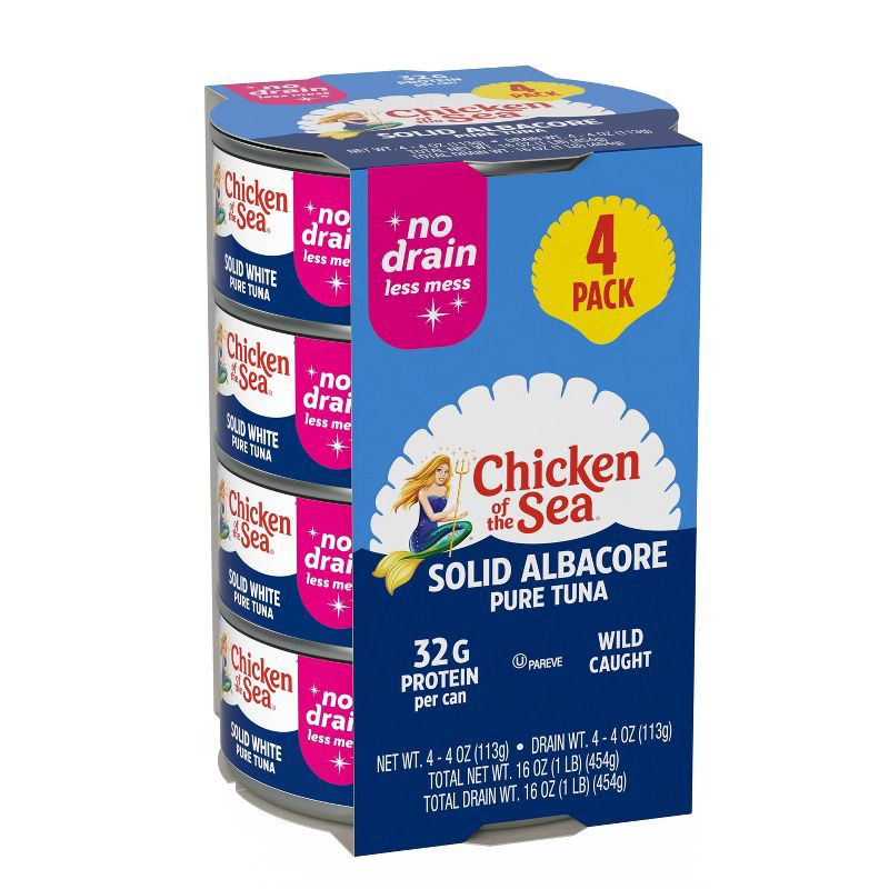 slide 3 of 4, Chicken of the Sea No Drain Solid White Albacore Tuna - 16oz/4ct, 4 ct; 16 oz