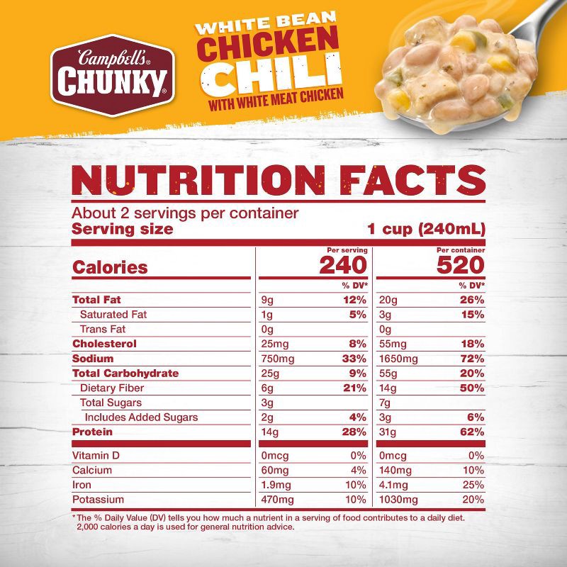 slide 2 of 10, Campbell's Chunky White Bean Chicken Chilli - 19oz, 19 oz