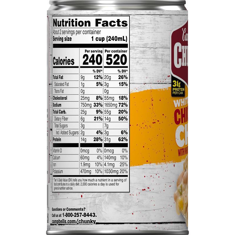 slide 10 of 10, Campbell's Chunky White Bean Chicken Chilli - 19oz, 19 oz