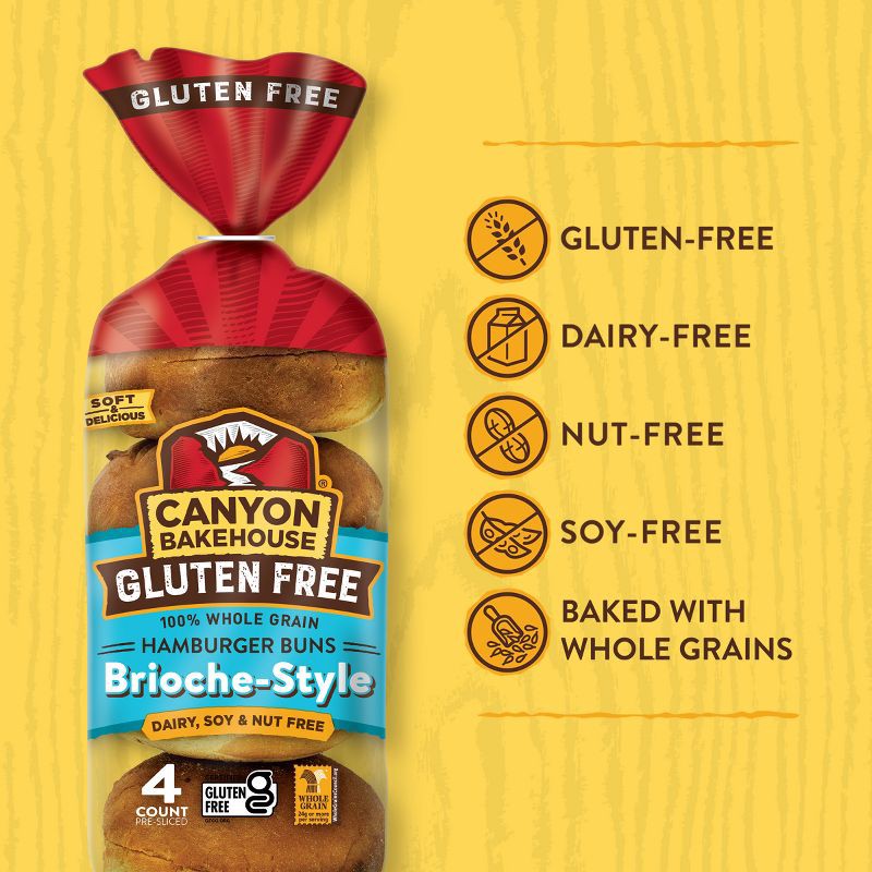 slide 2 of 14, Canyon Bakehouse Brioche Gluten Free Hamburger Buns - 13.5oz, 13.5 oz