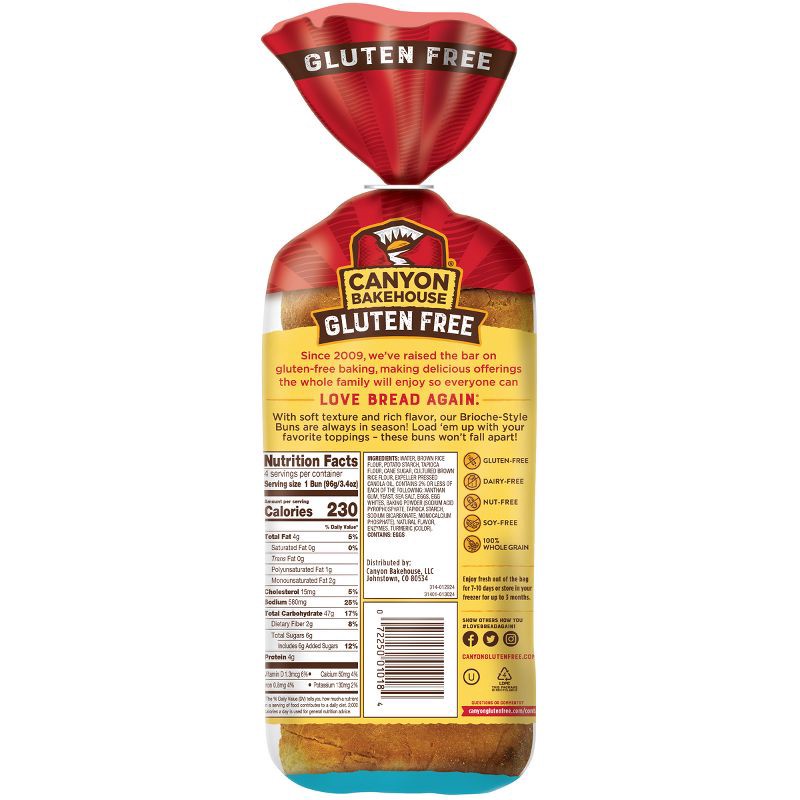 slide 14 of 14, Canyon Bakehouse Brioche Gluten Free Hamburger Buns - 13.5oz, 13.5 oz