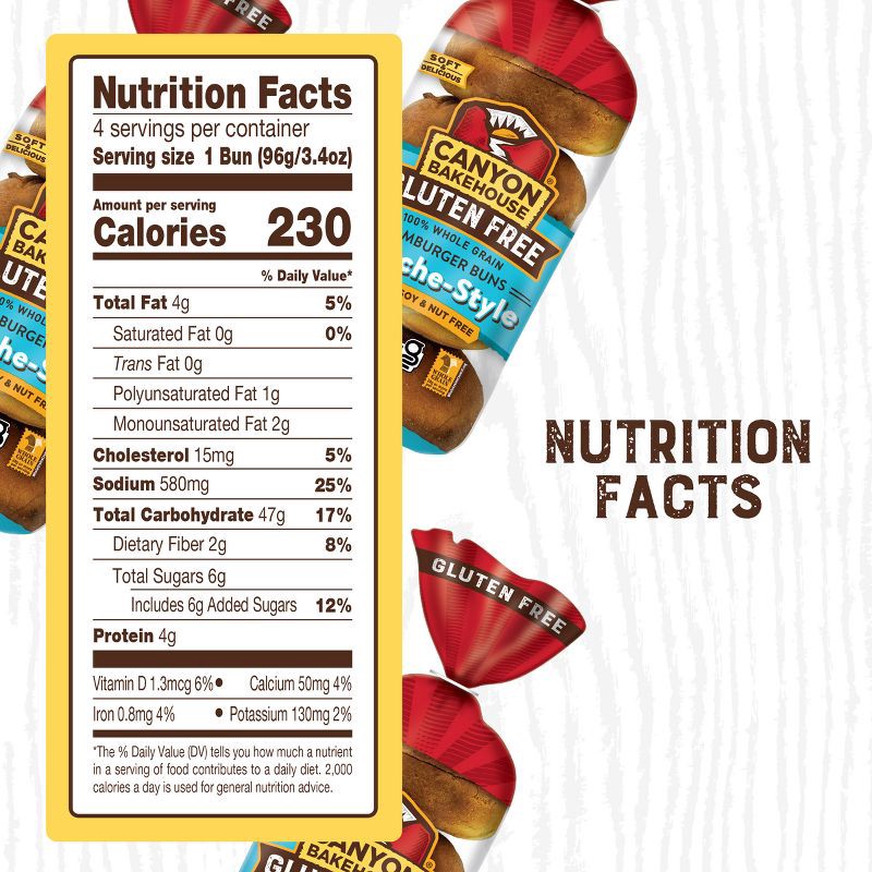 slide 5 of 14, Canyon Bakehouse Brioche Gluten Free Hamburger Buns - 13.5oz, 13.5 oz