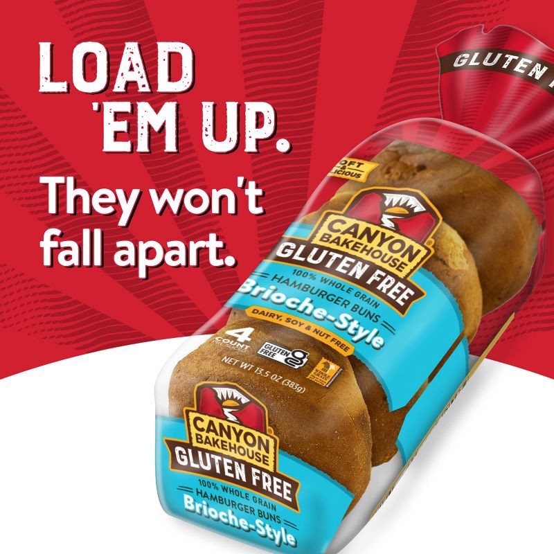 slide 7 of 14, Canyon Bakehouse Brioche Gluten Free Hamburger Buns - 13.5oz, 13.5 oz