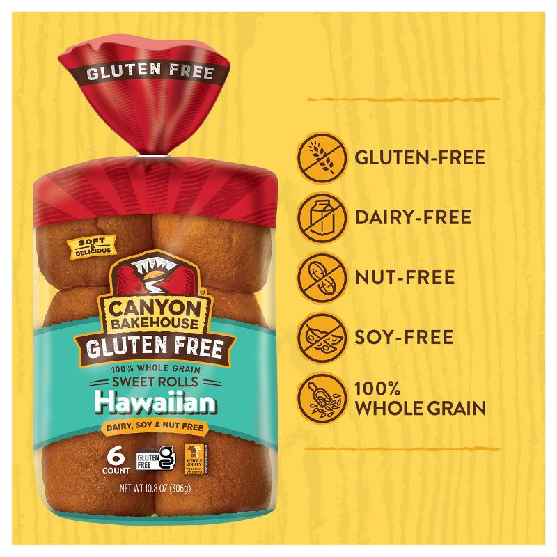 slide 3 of 10, Canyon Bakehouse Gluten Free Hawaiian Sweet Rolls - 10.8oz, 10.8 oz
