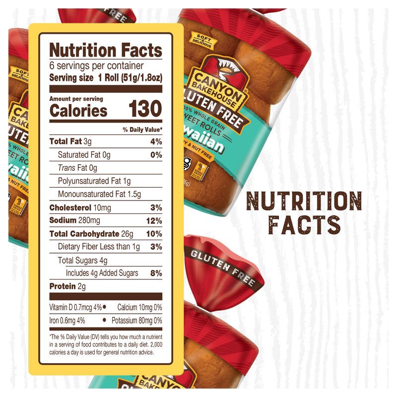 slide 6 of 10, Canyon Bakehouse Gluten Free Hawaiian Sweet Rolls - 10.8oz, 10.8 oz