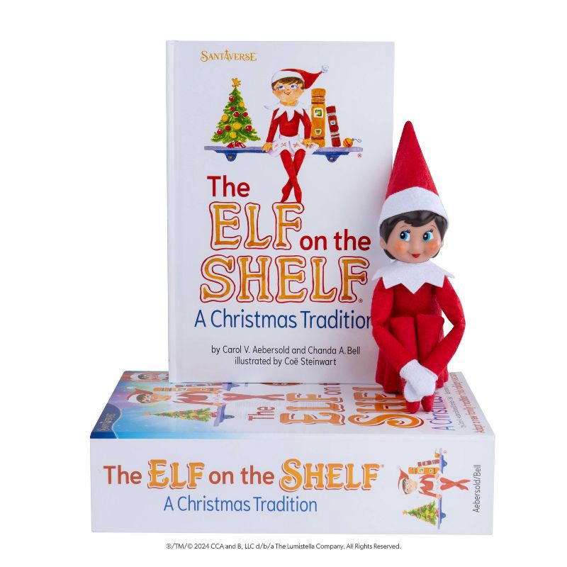 slide 2 of 10, Elf on the Shelf Box Set Girl Scout Elf with Blue Eyes with Storybook, 1 ct
