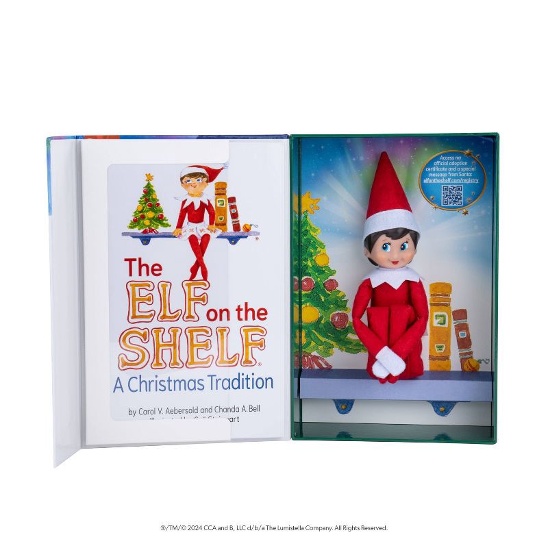slide 3 of 10, Elf on the Shelf Box Set Girl Scout Elf with Blue Eyes with Storybook, 1 ct