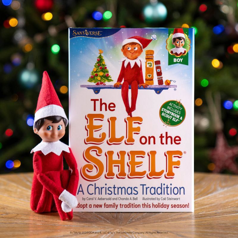 slide 10 of 12, Elf on the Shelf Box Set Boy Scout Elf with Blue Eyes with Storybook, 1 ct