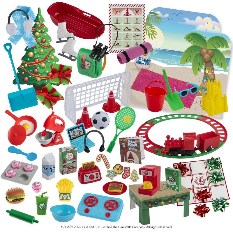 slide 2 of 25, Elf on the Shelf Polar Props 24 Day Elf Ideas Ultimate Elf Kit 70+ Mix and Match Accessories, 1 ct