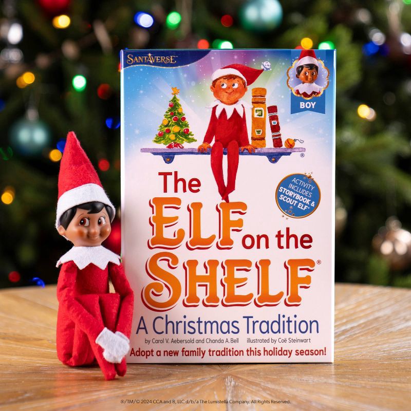 slide 8 of 10, Elf on the Shelf Box Set Boy Scout Elf with Brown Eyes with Storybook, 1 ct