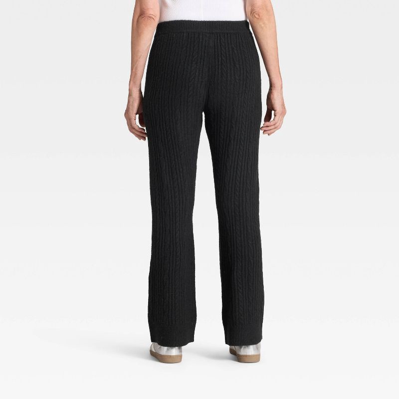 slide 2 of 3, Women's High-Rise Wide Leg Ankle Sweater Pull-On Pants - Universal Thread™ Black S, 1 ct