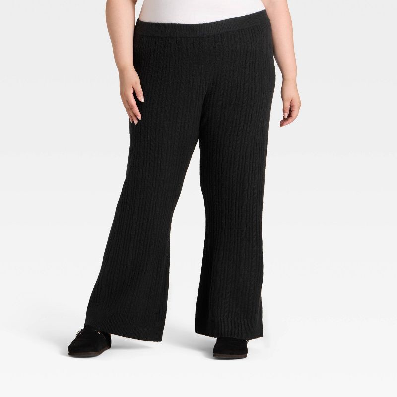 slide 1 of 3, Women's High-Rise Wide Leg Ankle Sweater Pull-On Pants - Universal Thread™ Black XXL, 1 ct