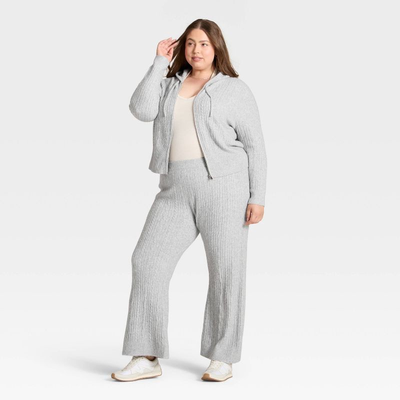 slide 3 of 3, Women's High-Rise Wide Leg Ankle Sweater Pull-On Pants - Universal Thread™ Gray XXL, 1 ct