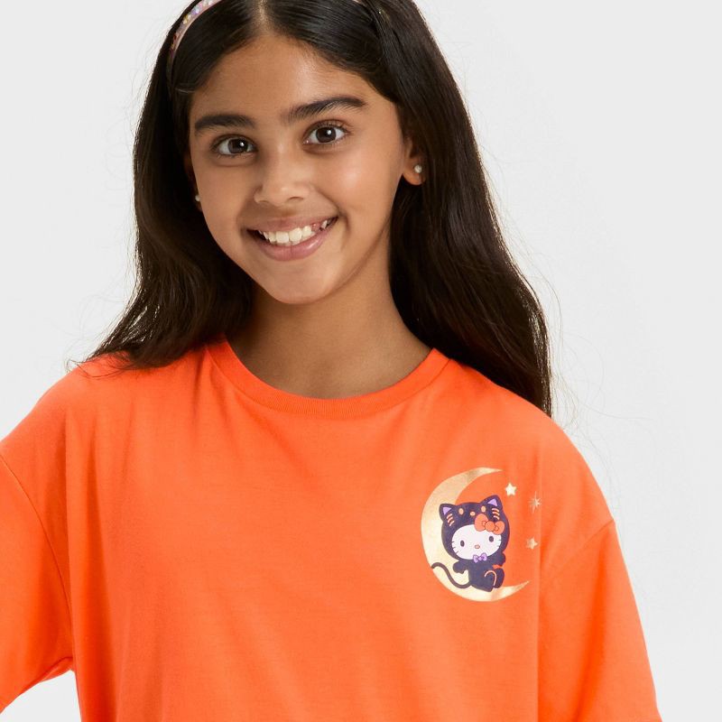 slide 2 of 4, Hello Kitty Girls' Short Sleeve Halloween Friends Graphic T-Shirt - Orange S, 1 ct