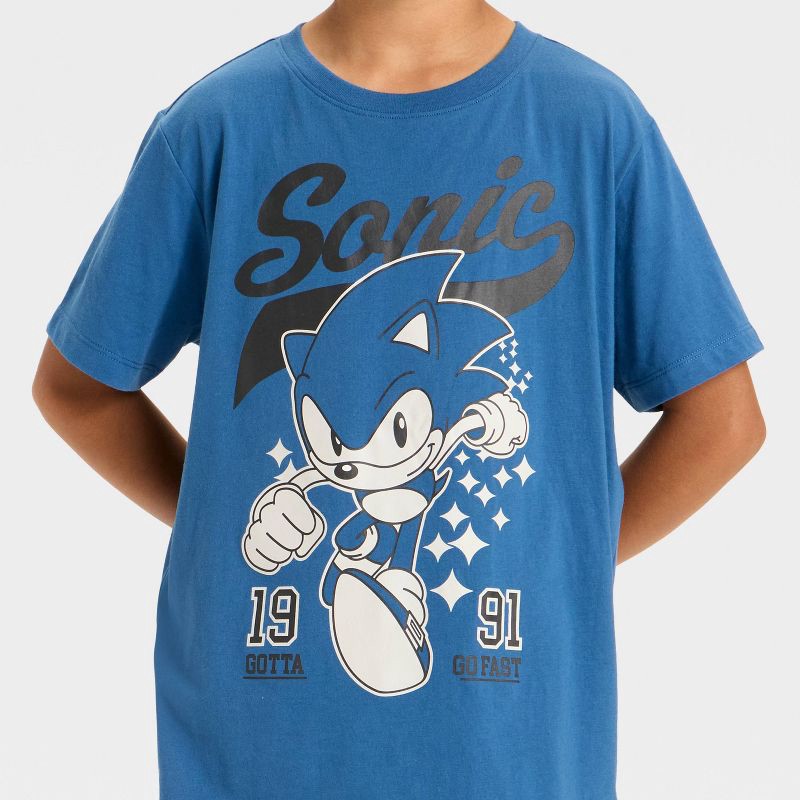 slide 2 of 4, Boys' Sonic the Hedgehog Short Sleeve Graphic T-Shirt - Royal Blue M, 1 ct