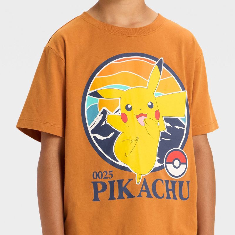 slide 2 of 4, Pokemon Boys' Pokémon Pikachu Adventure Short Sleeve Graphic T-Shirt - Brown M, 1 ct