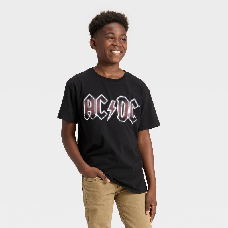 slide 1 of 3, AC/DC Boys' ACDC Oversized Short Sleeve Graphic T-Shirt - Black XL, 1 ct