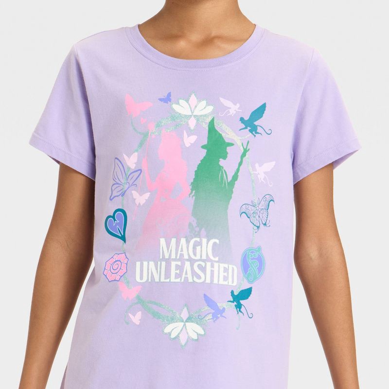 slide 2 of 4, Girls' Wicked True Friendship Glitter Short Sleeve Graphic T-Shirt - Light Purple XS, 1 ct