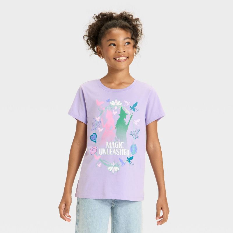slide 1 of 4, Girls' Wicked True Friendship Glitter Short Sleeve Graphic T-Shirt - Light Purple XS, 1 ct