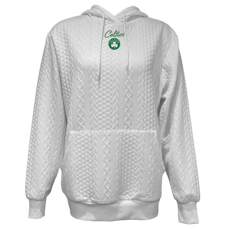 slide 1 of 4, NBA Boston Celtics Women's Long Sleeve Crusive Textured White Hooded Sweatshirt - S, 1 ct