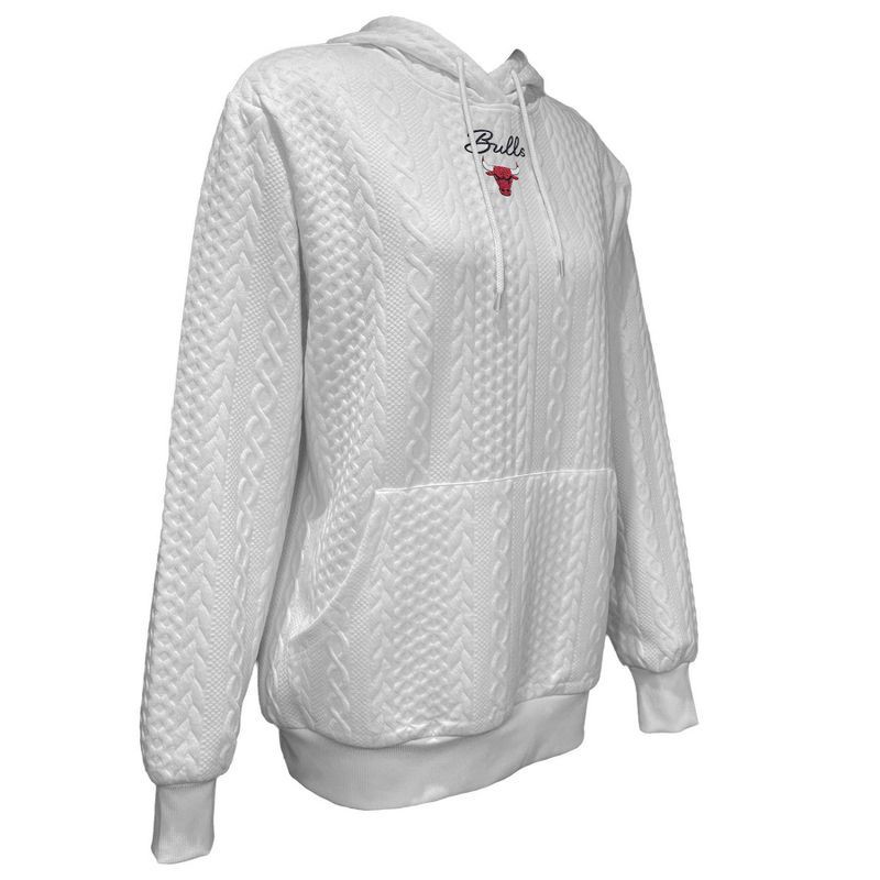 slide 3 of 4, NBA Chicago Bulls Women's Long Sleeve Crusive Textured White Hooded Sweatshirt - S, 1 ct