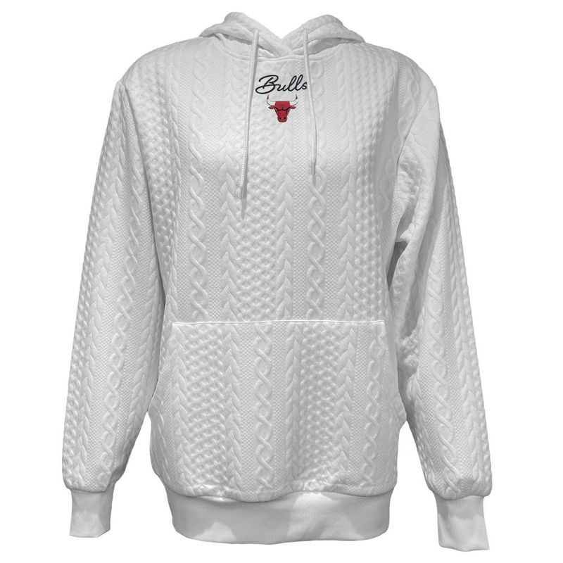 slide 1 of 4, NBA Chicago Bulls Women's Long Sleeve Crusive Textured White Hooded Sweatshirt - M, 1 ct