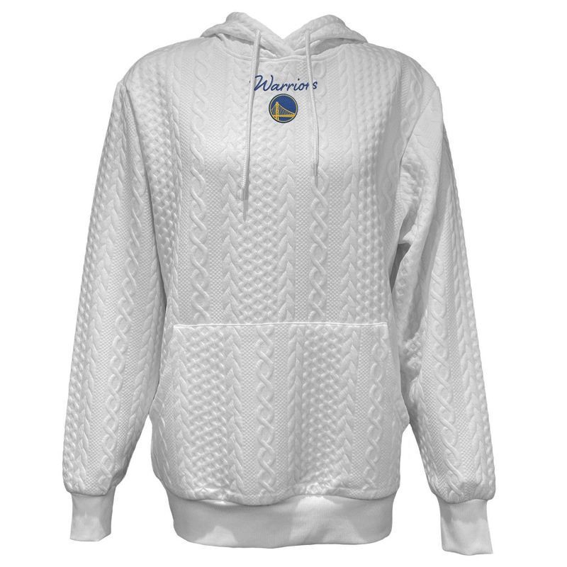 slide 1 of 4, NBA Golden State Warriors Women's Long Sleeve Crusive Textured White Hooded Sweatshirt - L, 1 ct