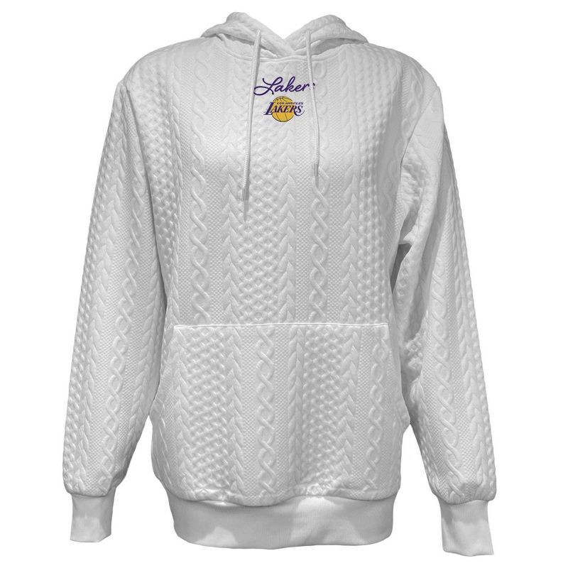 slide 1 of 4, NBA Los Angeles Lakers Women's Long Sleeve Crusive Textured White Hooded Sweatshirt - M, 1 ct