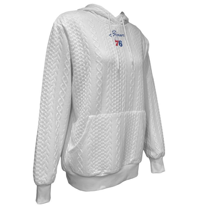 slide 3 of 4, NBA Philadelphia 76ers Women's Long Sleeve Crusive Textured White Hooded Sweatshirt - XL, 1 ct