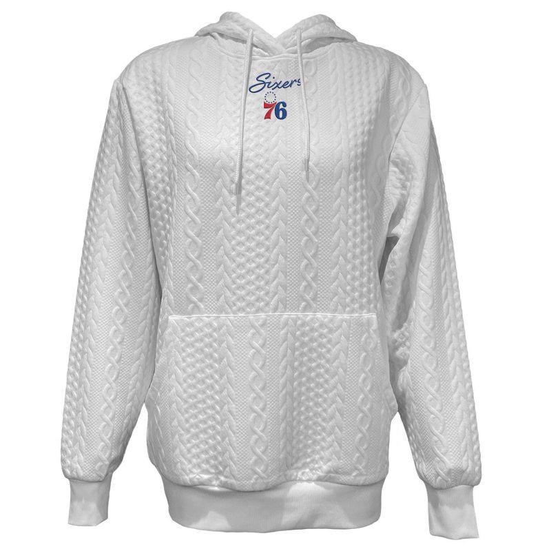 slide 1 of 4, NBA Philadelphia 76ers Women's Long Sleeve Crusive Textured White Hooded Sweatshirt - XL, 1 ct