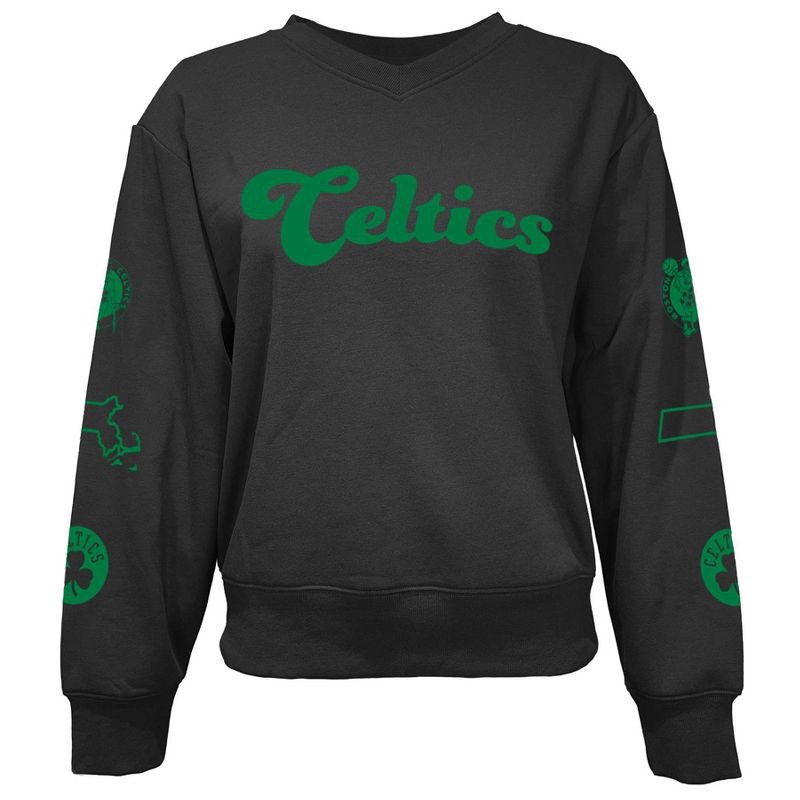 slide 1 of 5, NBA Boston Celtics Women's Long Sleeve V-Neck Fleece Sweatshirt - XL, 1 ct