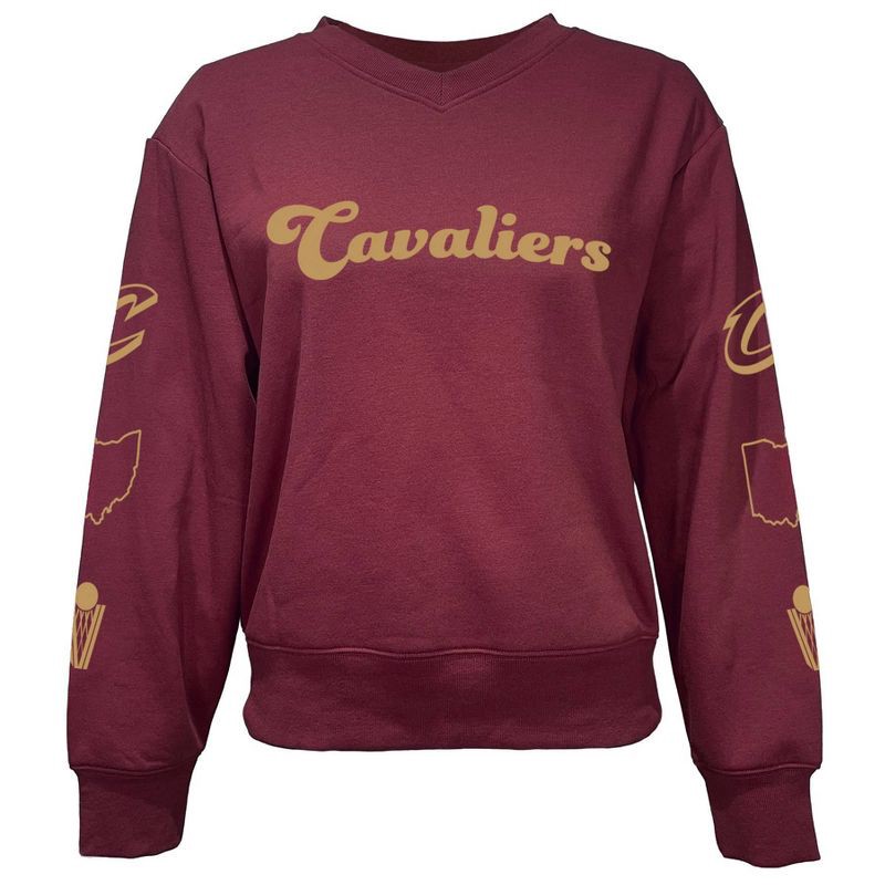 slide 1 of 5, NBA Cleveland Cavaliers Women's Long Sleeve V-Neck Fleece Sweatshirt - M, 1 ct