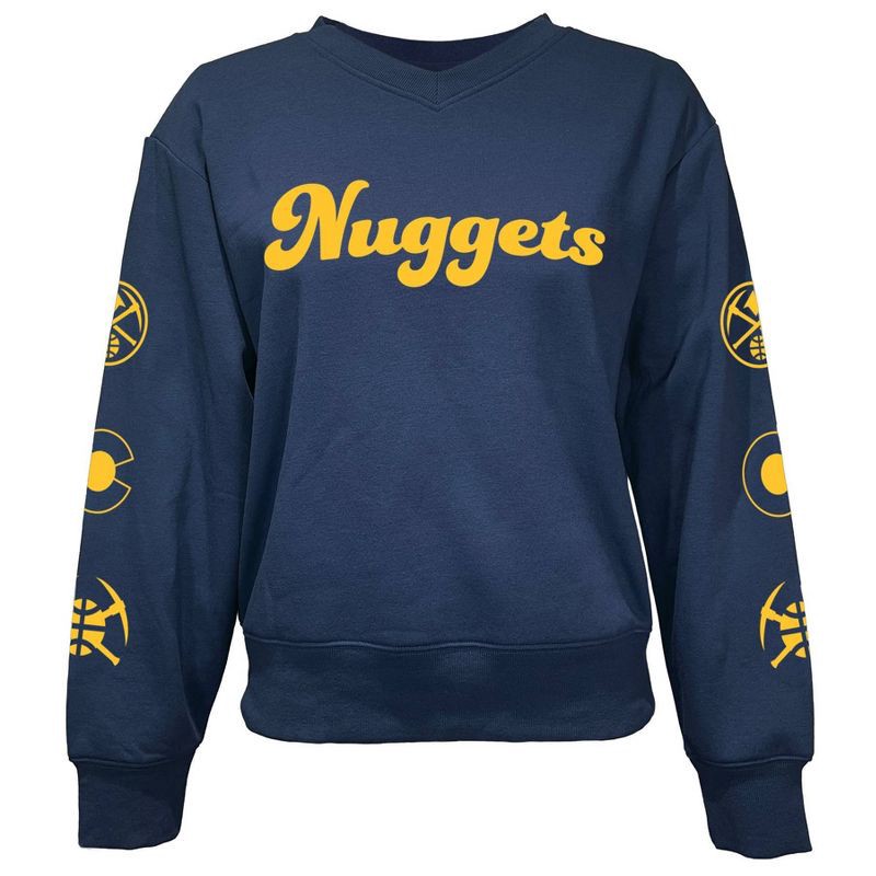 slide 1 of 5, NBA Denver Nuggets Women's Long Sleeve V-Neck Fleece Sweatshirt - L, 1 ct