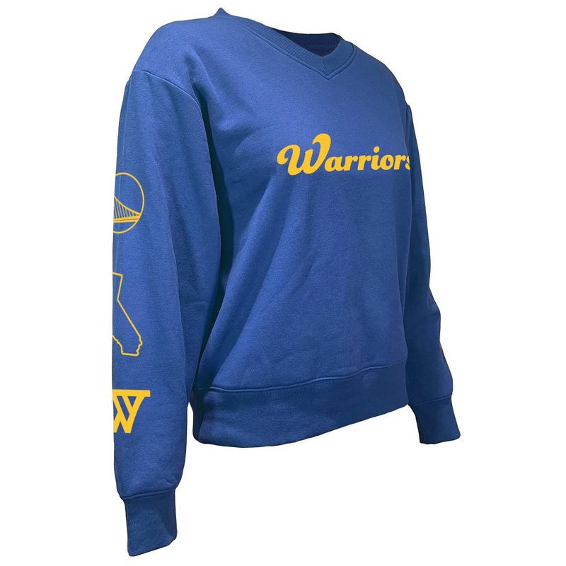 slide 3 of 5, NBA Golden State Warriors Women's Long Sleeve V-Neck Fleece Sweatshirt - XL, 1 ct