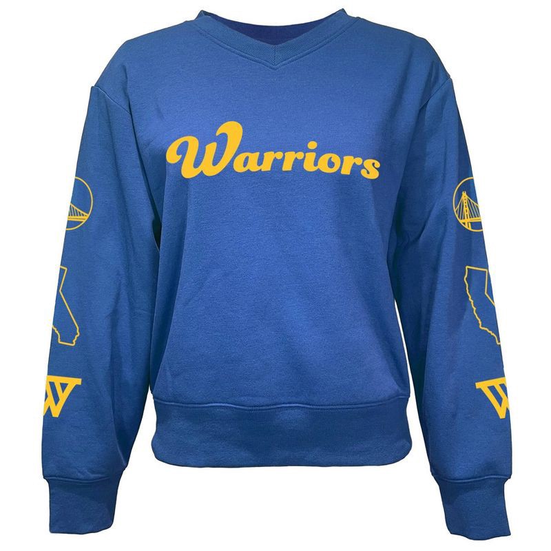 slide 1 of 5, NBA Golden State Warriors Women's Long Sleeve V-Neck Fleece Sweatshirt - XL, 1 ct