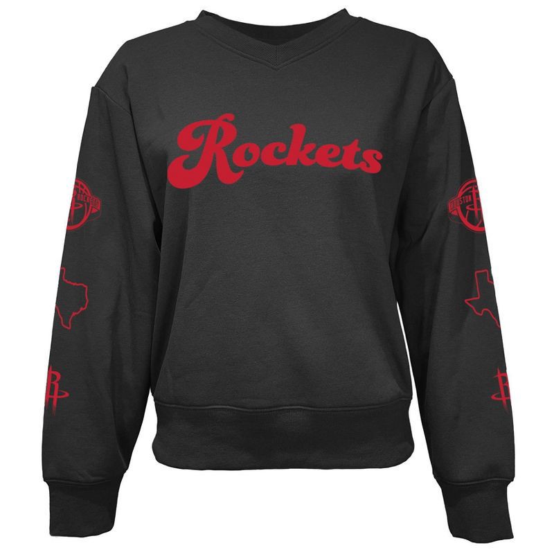 slide 1 of 5, NBA Houston Rockets Women's Long Sleeve V-Neck Fleece Sweatshirt - L, 1 ct