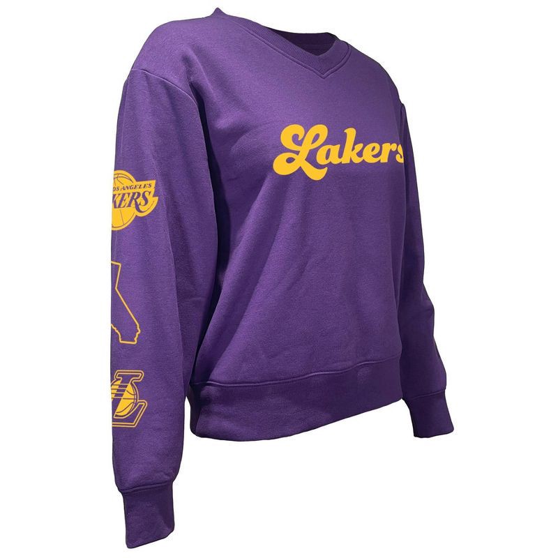 slide 3 of 5, NBA Los Angeles Lakers Women's Long Sleeve V-Neck Fleece Sweatshirt - M, 1 ct