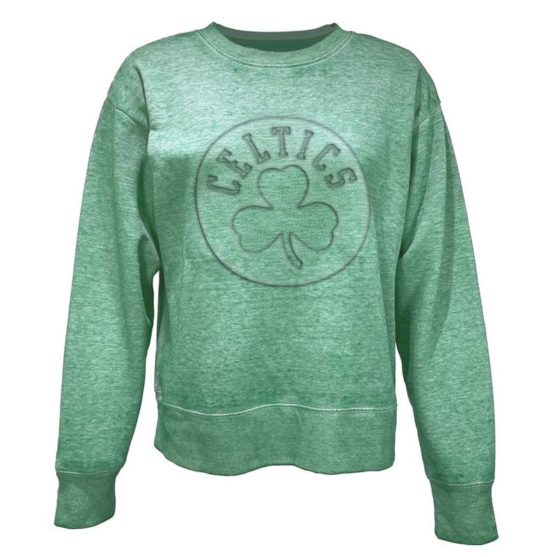 slide 1 of 4, NBA Boston Celtics Women's Embossed Crew Neck Fleece Sweatshirt - M, 1 ct