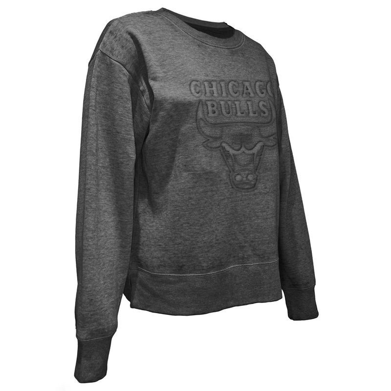 slide 3 of 4, NBA Chicago Bulls Women's Embossed Crew Neck Fleece Sweatshirt - S, 1 ct